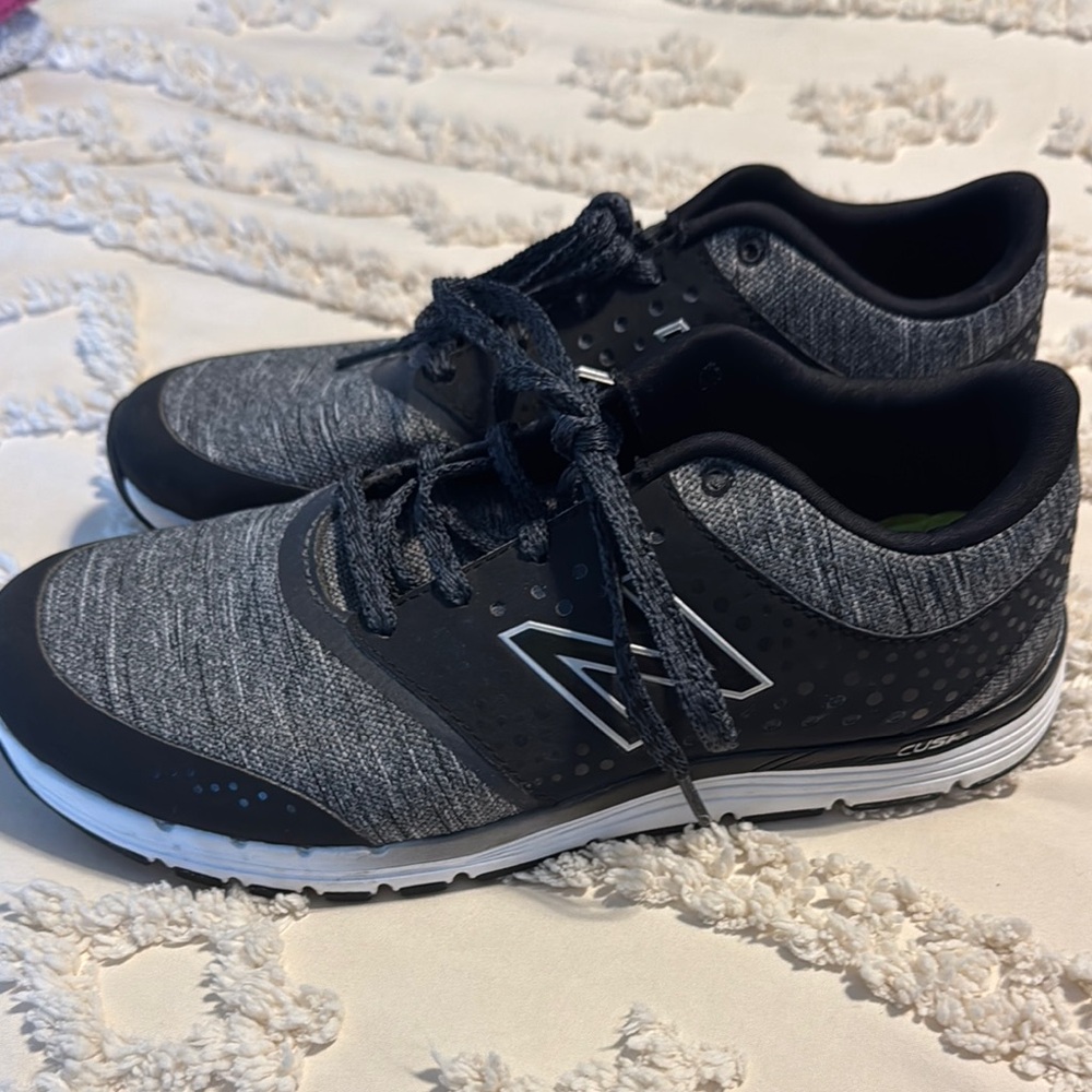 New Balance Black and Gray Athletic Sneakers with Knit Upper